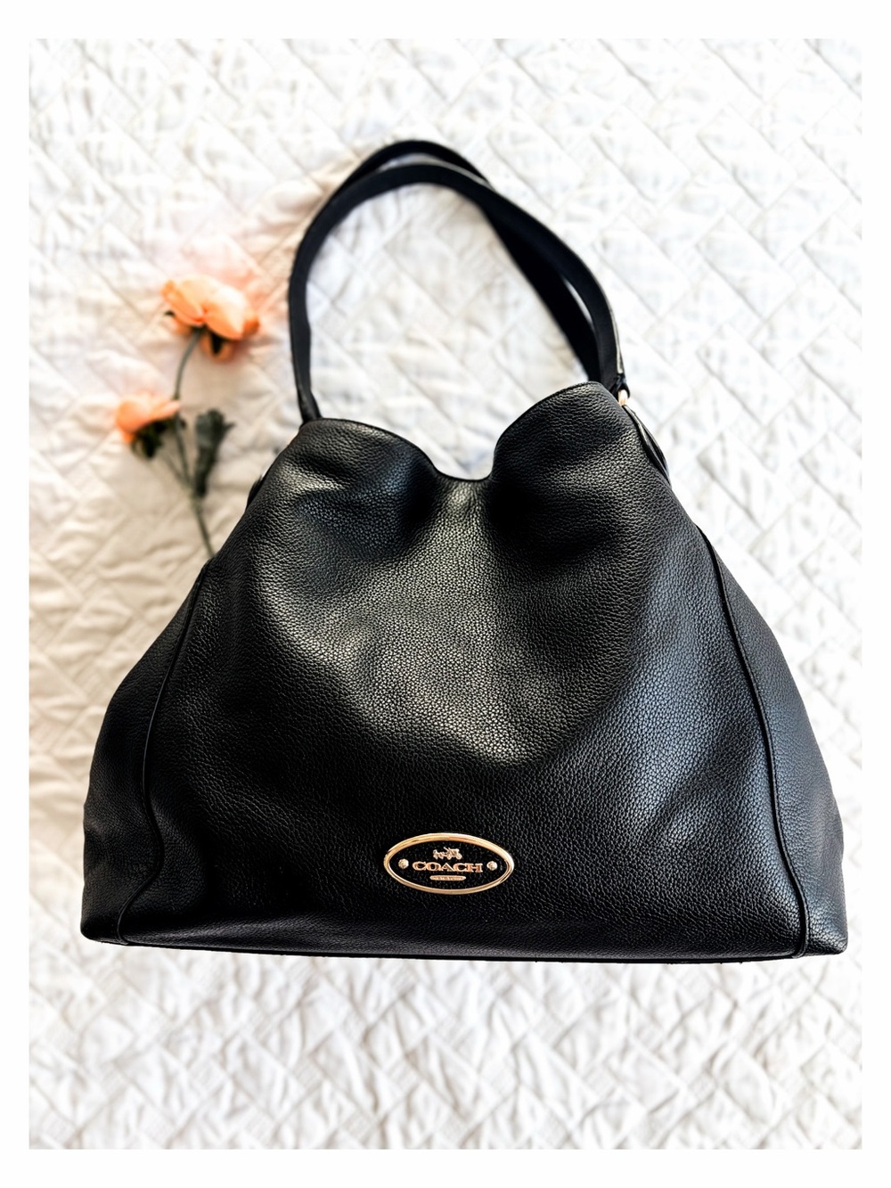 Coach Madison Phoebe Black Pebbled Leather Hobo Bag